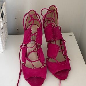 LK Bennett Magenta Lace-Up Heels